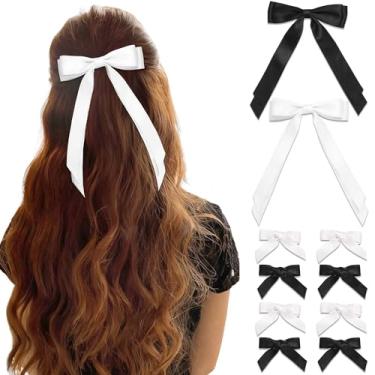 Imagem de STGDAK Laços para fita de cabelo prendedor de laço preto laços elegantes para meninas mini clipe de laço pequeno suporte de rabo de cavalo acessórios de cabelo branco para meninas mulheres