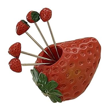 Imagem de Phefop Conjunto de Garfos de Frutas, Lindos Garfos de Frutas de Aço Inoxidável Com Suporte, Ferramentas Divertidas e Duráveis ​​para Sobremesas e, Perfeito para Festas e Reuniões Familiares (Morango)