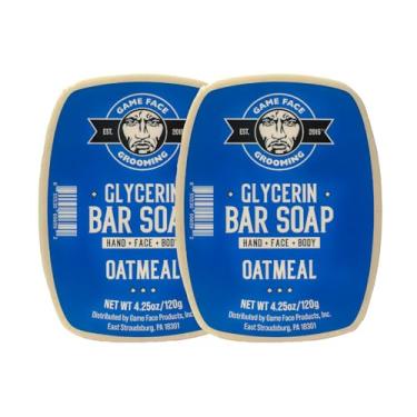 Imagem de Sabonete de glicerina de aveia Game Face – Sabonete em barra para rosto e corpo para homens e mulheres | Naturalmente hidratante, esfoliante e refrescante | acalma a pele irritada | totalmente natural