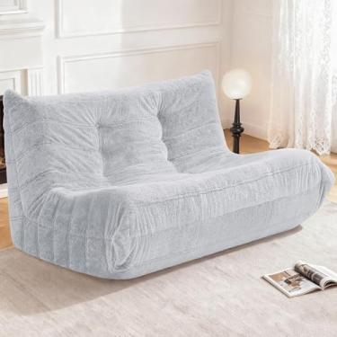 Imagem de Cansunna Bean Bag poltrona para sofá grande, pufe para adultos, lareira, espreguiçadeira, saco de feijão com espuma viscoelástica para casa, apartamento ou local de jogos (LGY Plush)