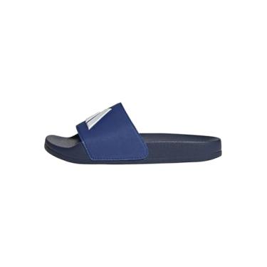 Imagem de adidas Sandália infantil unissex Adilette Shower Logo K Slide, Azul escuro/branco/azul royal, 10 Toddler