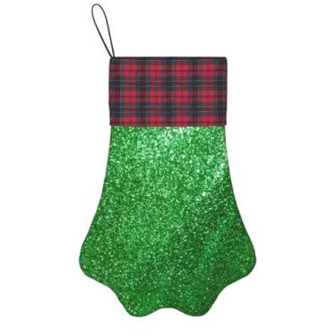 Imagem de Meias de Natal com lantejoulas verdes com estampa brilhante, animais de estimação, decoração de Natal, cães, gatos, árvores, doces, presente, conveniente