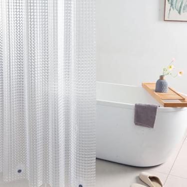 Imagem de WellColor Cortina de chuveiro resistente 8G EVA impermeável grossa cortina de chuveiro com 3 ímãs fortes pesados, forro de chuveiro para box de chuveiro, banheiras, quadrado 3D, 182 x 182 polegadas