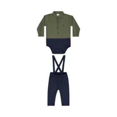 Imagem de Conjunto com Body Camisa e Calça com Suspensório para Bebê Menino Quimby-Masculino