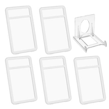 Imagem de PATIKIL Porta-crachá de grau com janelas de dupla face, 5 peças de capa protetora para cartão de identificação, porta-chaves, estojo rígido vertical com suporte de exibição para licenças de crédito de