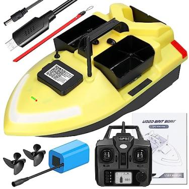 Imagem de Barco de isca pesca GPS com controle remoto 500m sonar duplo suporte para carga 2KG cruzeiro automático retorno rota correção luz noturna e sinal giro