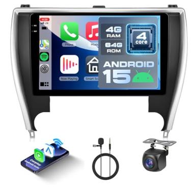 Imagem de [4G + 64G] Rádio automotivo para Toyota Camry 2015-2017 com Bluetooth GPS sem fio Carplay Android Auto, rádio Hodozzy com tela sensível ao toque de 10,1 polegadas com rádio WiFi FM/RDS, DSP/USB/SWC