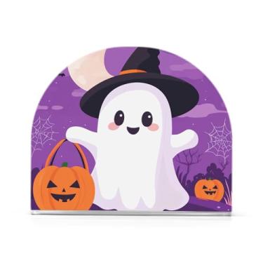 Imagem de Porta-guardanapos roxo fantasma de Halloween, porta-guardanapos antiderrapante, 1 pacote, porta-guardanapos de jantar