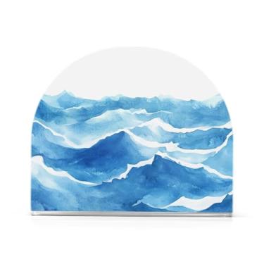 Imagem de Porta-guardanapos branco Blue Mountain Waves, pacote com 2, porta-guardanapos de piquenique, suporte de guardanapos de papel