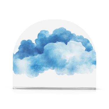 Imagem de Porta-guardanapos de banheiro azul nuvem aquarela, 1 pacote, bandeja de guardanapo para banheiro, suporte de guardanapos de papel