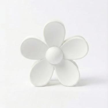 Imagem de Kit 4 3 2 Grampos Piranha de Cabelo Flor Camélia – Presilha de Cabelo Feminina para Praia Festa e Uso Diário (Branco,4)