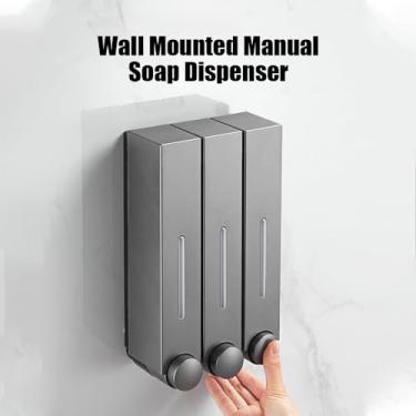 Imagem de 420ML Dispenser de Parede com Pressão Manual para Banheiro Cozinha Chuveiro Mão ABS à Prova Vazamentos Bomba Silicone Instalação Fácil 2-Pack