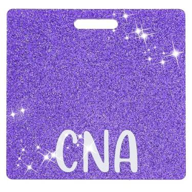 Imagem de Ymapinc Emblema de enfermeira amigo, roxo CNA crachá Buddy Nursing CNA Cards Glitter Etiquetas de identificação horizontal para enfermeira, médico, trabalhador de hospital, assistente médico