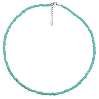 Imagem de TINCOLIA Colar feito à mão com miçangas de sementes coloridas perfeitas para melhores amigos, corrente de clavícula casual curta