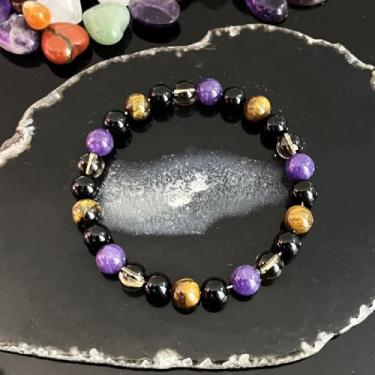 Imagem de Pulseira com contas de olho de tigre com pedras naturais para mulheres, joias elásticas de cristal de cura para homens e mulheres