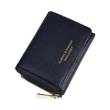 Imagem de Carteira Feminina Slim Tri-Fold Em Couro Premium Com Padrão Lychee, 6 