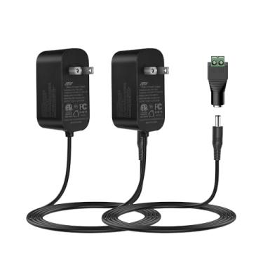 Imagem de Adaptador de fonte de alimentação de 12V 2A, pacote com 2 cabos de alimentação de 1,8 m, transformador CC com ponta de 5,5 mm x 2,1 mm para câmera de segurança de fita de LED, câmera CCTV DVR