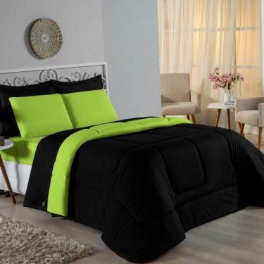 Imagem de Kit Edredom Dupla Face + Jogo De Lençol Queen Nobre 6 Peças Malha 100%