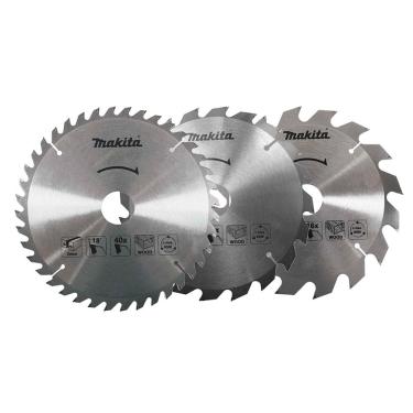 Imagem de Kit 3 Disco Serra Circular 185mm 7.1/4 Pol 16-20 e 40 Dentes D44769 Makita