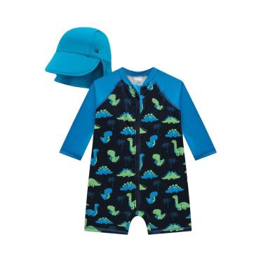 Imagem de Conjunto Bebê Menino Azul Proteção UV 50+ Dino Luc.boo-Masculino