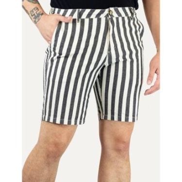 Imagem de Bermuda Reserva Masculina Listrada Off-White/Preta-Masculino