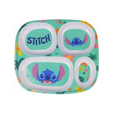 Imagem de Prato Refeição Infantil com Divisórias Melamina Stitch Disney - Tuut -