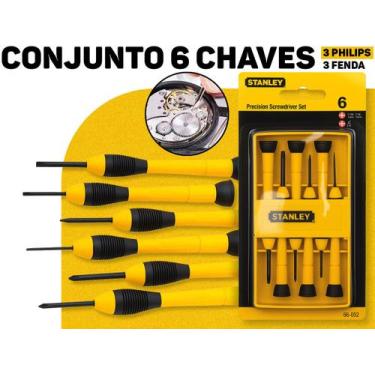 Imagem de Jogo Chaves Stanley Precisão 6 Peças Com Estojo Fenda Philips Para Téc
