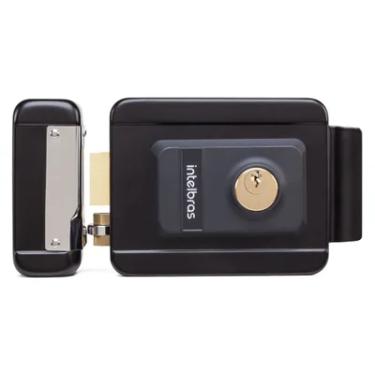 Imagem de Fechadura Elétrica Com Trinco Reversível E Cilindro Ajustável Fx 2000 Aj Preta - Intelbras