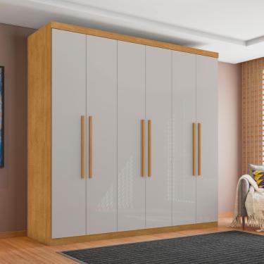 Imagem de Guarda Roupa Casal Cotia 6 Portas de Bater 4 Gavetas MDF Naturalle-Off White Casa H