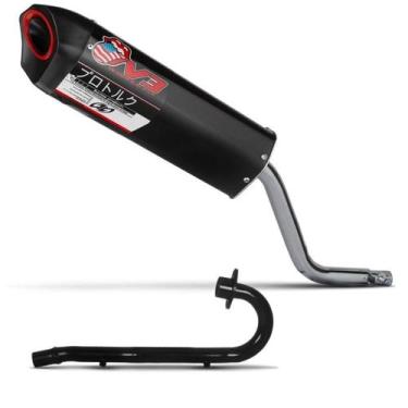 Imagem de Escape Ponteira V3 Pro Tork + Curva Nx 200, ALUMÍNIO PRETO, Único