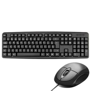 Imagem de Kit Teclado e Mouse Com fio Usb Preto Básico Home Office - Maxprint