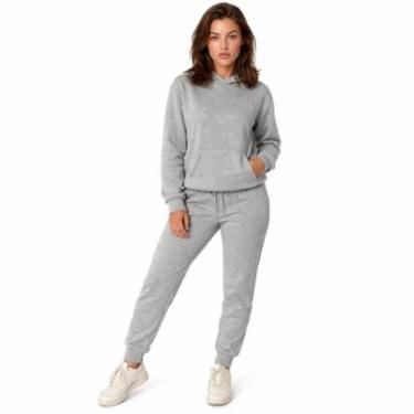 Imagem de Conjunto de Moletom Feminino, Com Capuz, Com Bolso Canguru, Flanelado-Feminino