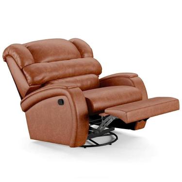 Imagem de Poltrona Do Papai Reclinável Kalie Glider Giratória Usb Fh9 Pu Caramelo Brilho - Mpozenato