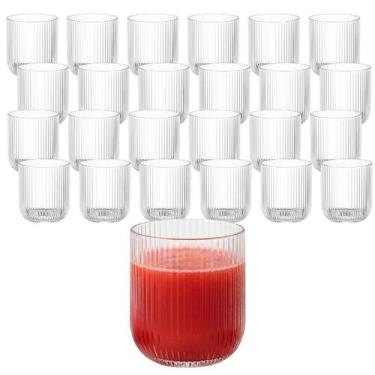 Imagem de Kit 24 Copos Baixo De Vidro Versalhes Grafiatto Transparente Canelado 