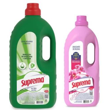 Imagem de Kit Lava Roupa Liquido Sabão Ultra Ação Verde Com Amaciante Suprema Ro