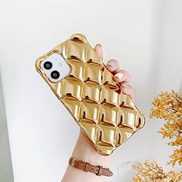Imagem de Capa de telefone brilhante 3d losango prata ouro para iphone 13 12 11 pro xs max xr x 6 7 8 plus se capa de silicone macio, ouro, para i7plus i8plus