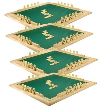 Imagem de CONJ 4 Tabuleiros de Mesa Para DOMINÓ Com Feltro Verde 66x66 cm 7009