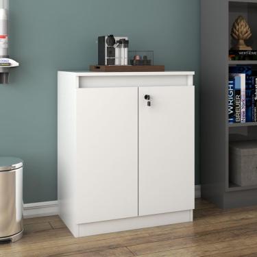Imagem de Armário Para Escritório Baixo 2 Portas Com Chave Me4149 Branco - Tecno Mobili