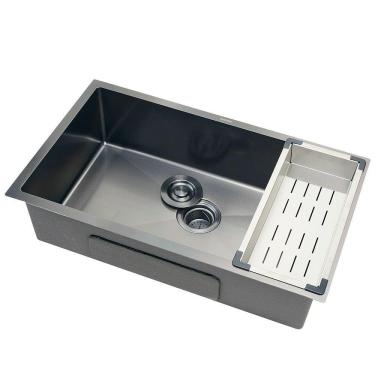 Imagem de Cuba Para Cozinha Gourmet Aço Inox Terena 74 cm Pingoo.casa - Preto