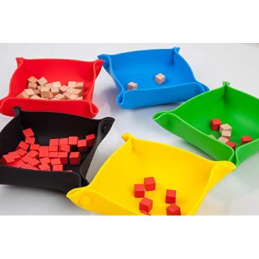 Imagem de Tigelas de armazenamento dobráveis para jogos de tabuleiro, bandeja dobrável portátil para guardar pontas de mesa, componentes, peças, dados para jogos clássicos e modernos, RPG RPG (pacote com 5) (cor básica)
