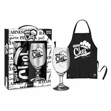 Imagem de Kit Taça Avental Presente Divertido Super Chef Black