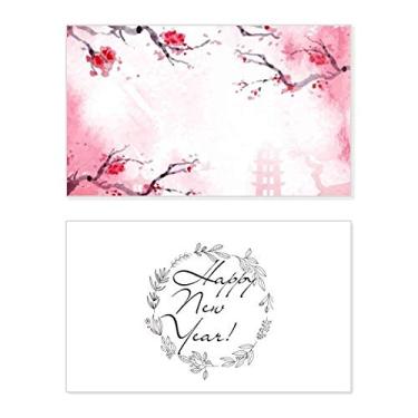 Imagem de Japan Culture Pink Sakura Ilustration Pattern New Year Festival Greeting Card Bless Message Gift