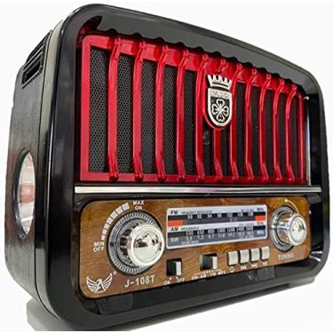 Imagem de Caixa Som Antiga Radio Portátil Retro Am Fm Sd Usb Bluetooth Com Lanterna (Vermelho)