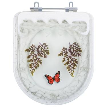 Imagem de Assento Sanitário Tampa de Vaso Vogue Plus Branco Decorado com Borboleta