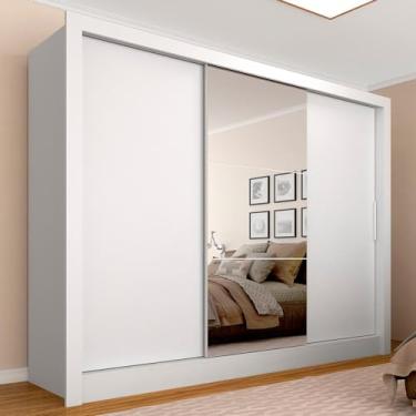 Imagem de Guarda Roupa Casal Nanda C/espelho 3 Pts 2 Gav Lateral Branco - M.a Branco