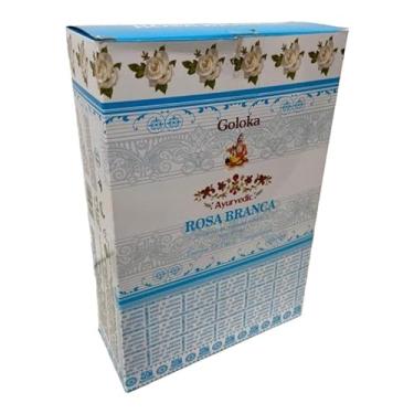 Imagem de Meta Atacado, Incenso Massala Indiano Goloka 12 caixas 15g- Escolha Aroma Cor:Rosa Branca