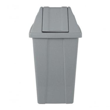 Imagem de Lixeira Cesto Quadrado 25 L Com Tampa Vai-vem Cinza