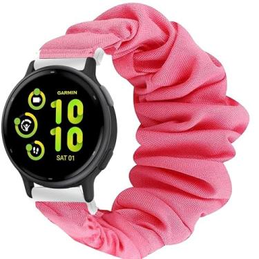 Imagem de Compatível com Garmin Vivoactive 5 Band, Lamshaw 20 mm Tecido Elástico Scrunchie Tiras de Substituição Femininas Compatível com Garmin Vivvoactive 5/Approach S12/Approach S40/Approach S42/D2 Air/D2 Air X10/Forerunner 245/Forerunner 55/Forerunner 645/Venu/Venu 2 Plus/u Sq/Veneno u Sq 2/Vivoactive 3/V