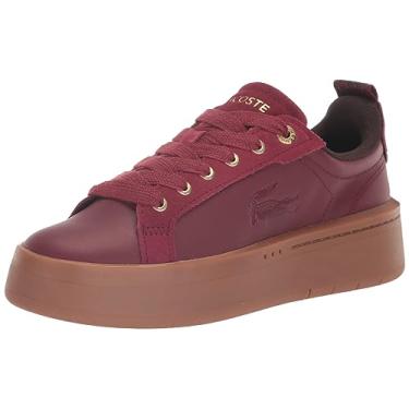 Imagem de Lacoste Tênis feminino de couro plataforma Carnaby, Burg/Gum, 38