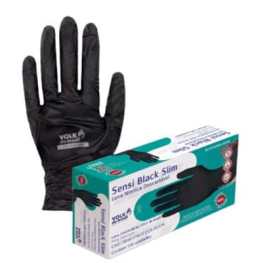 Imagem de Luva Procedimento Nitrílico G Preto Volk Com 50 Unidades